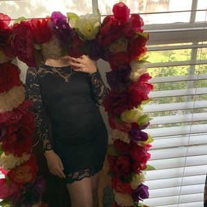 Black lace long sleeve dress